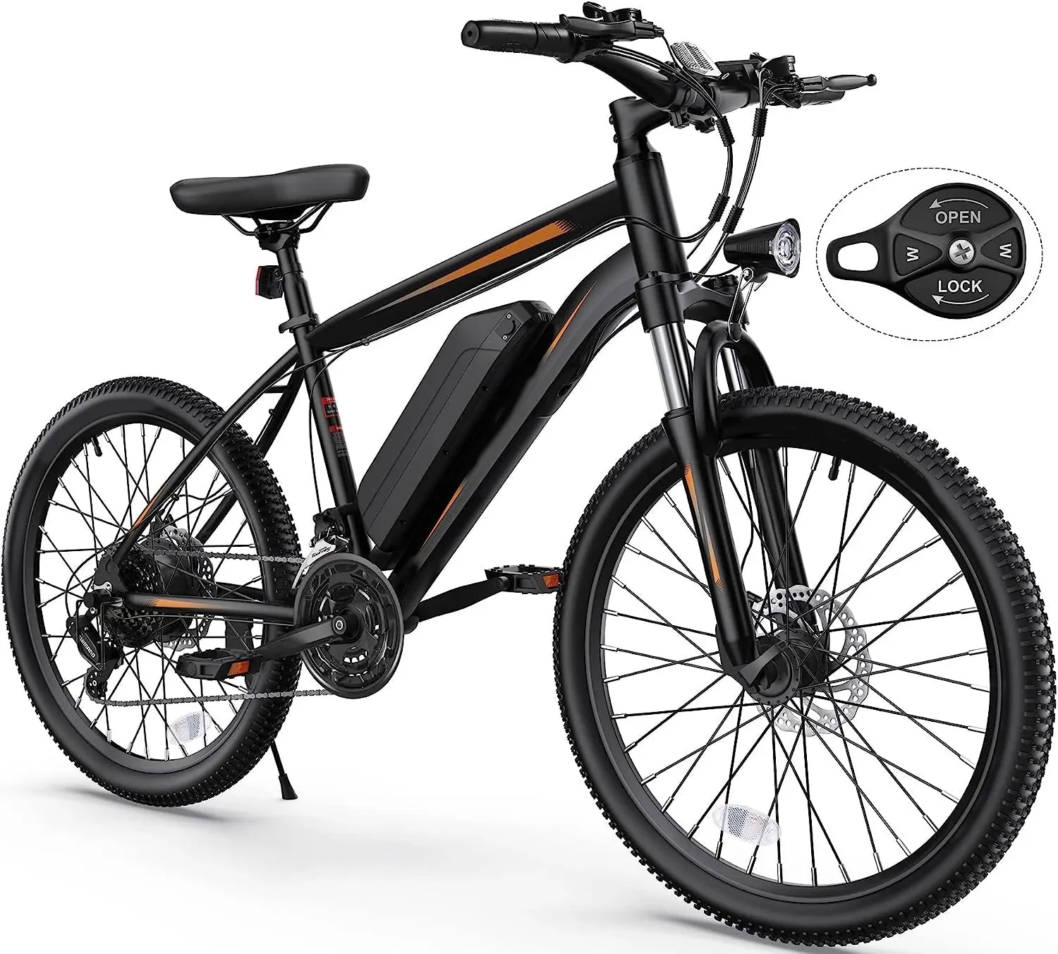 Electric Bike, Electric Bike for Adults 26'' Ebike with 350W Motor, 19.8MPH Electric Mountain Bike with Lockable Suspension Fork, Removable 36V/10.4Ah Battery, Professional 21 Speed Gears