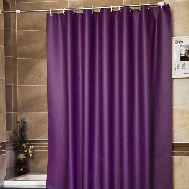 Urijk 1PC Flower Waterproof Shower Curtains for Bath Fabric Liner Solid Bathroom Curtains Shower Curtains With 12 Hooks