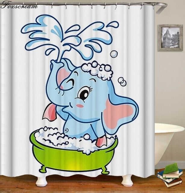 New High Quality Elephant Printing Shower Curtain 3D Polyester Fabric Waterproof Mildewproof Bathroom Curtain