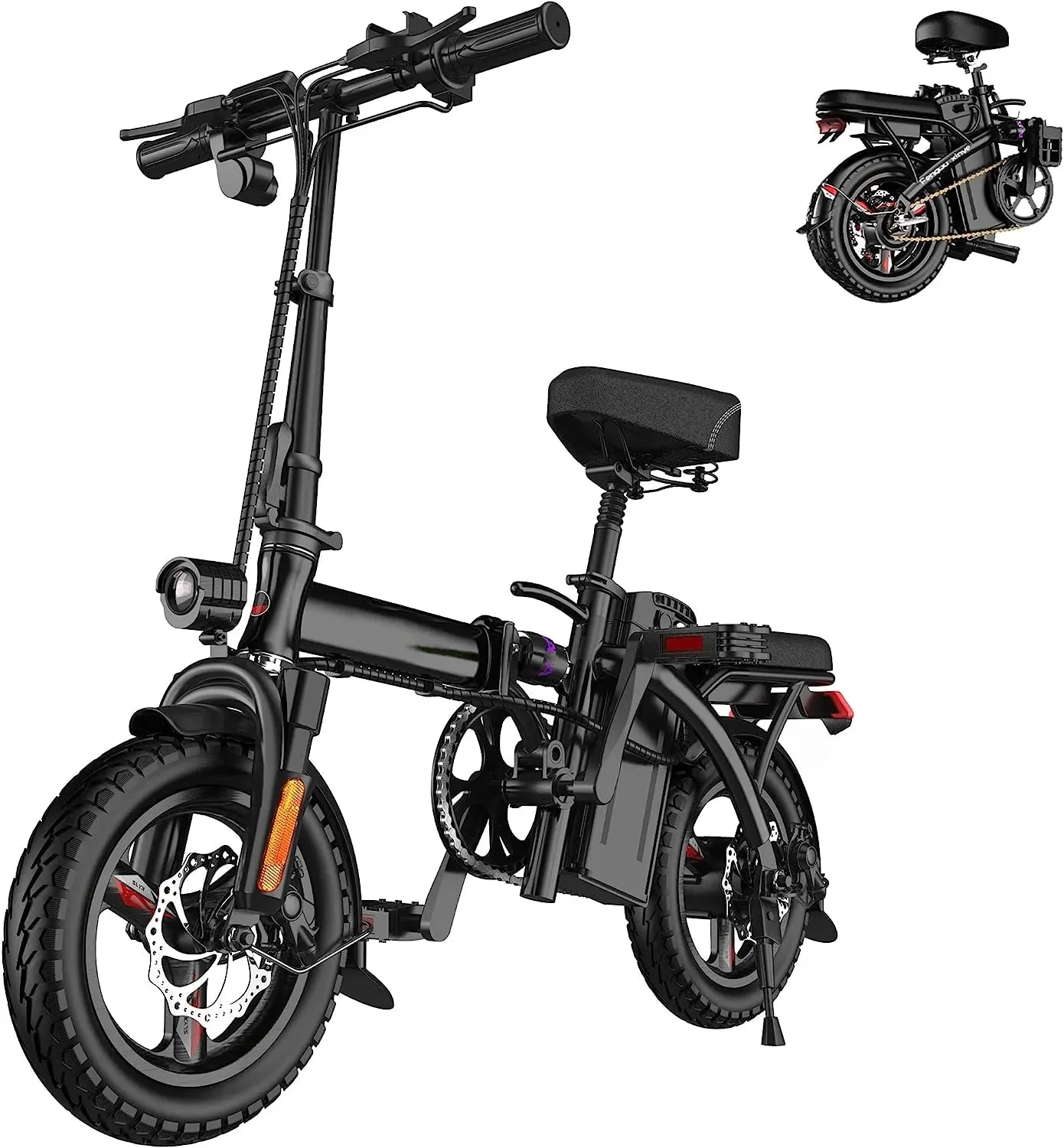 Ebikes for Adults, 400W Motor 22MPH Max Speed, 14” Tire, 48V 15AH Removable Battery for Electric Bike, Multi-Shock Absorption, City Commuter, Foldable Adult Electric Bicycles for Women, Men
