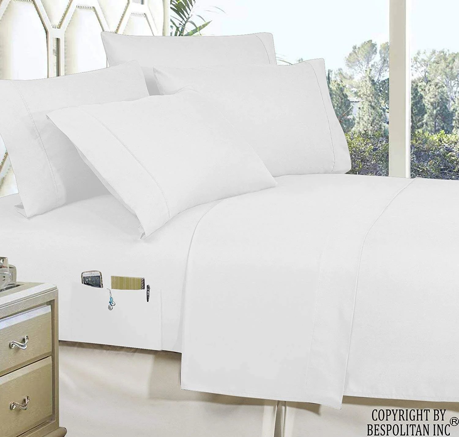 Bed-in-a-Bag Comforter 8 pcs Complete Set Silky Soft Double Sided Pockets