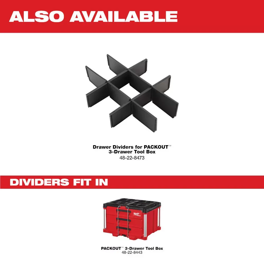Milwaukee Pre-Sale 48-22-8443 PACKOUT 3 Drawer Durable Tool Box w/ 50lbs Capacity