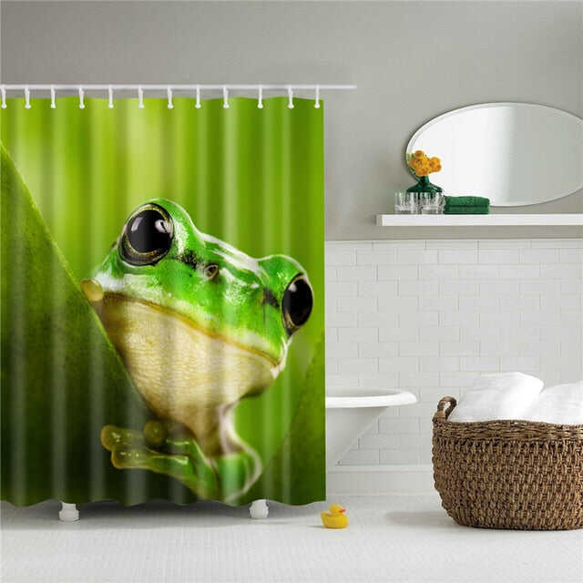 Animals printed lion, tiger, cat 3d bath curtains waterproof polyester fabric washable bathroom shower curtain screen with hooks