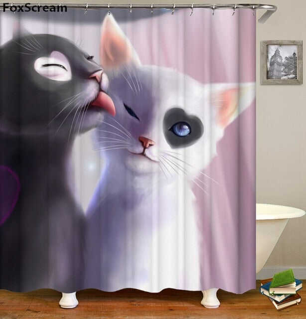 Cat Bath Shower Curtain Funny Star Space Waterproof Cat shower curtains bathroom curtain Fabric Bathroom Curtains For Bathroom