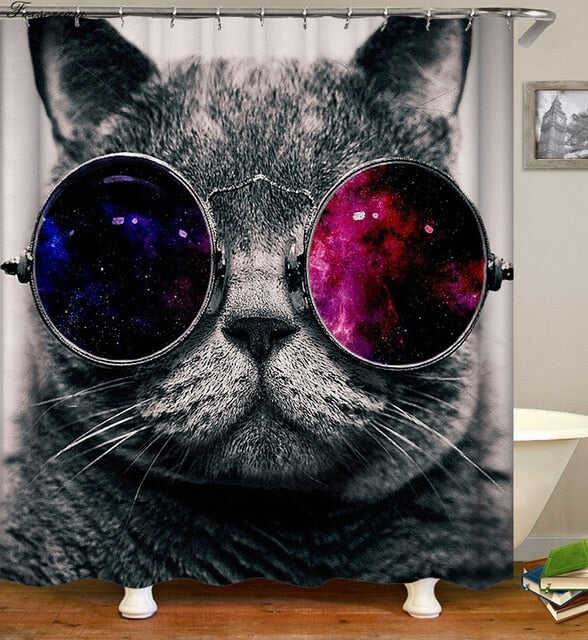Cat Bath Shower Curtain Funny Star Space Waterproof Cat shower curtains bathroom curtain Fabric Bathroom Curtains For Bathroom