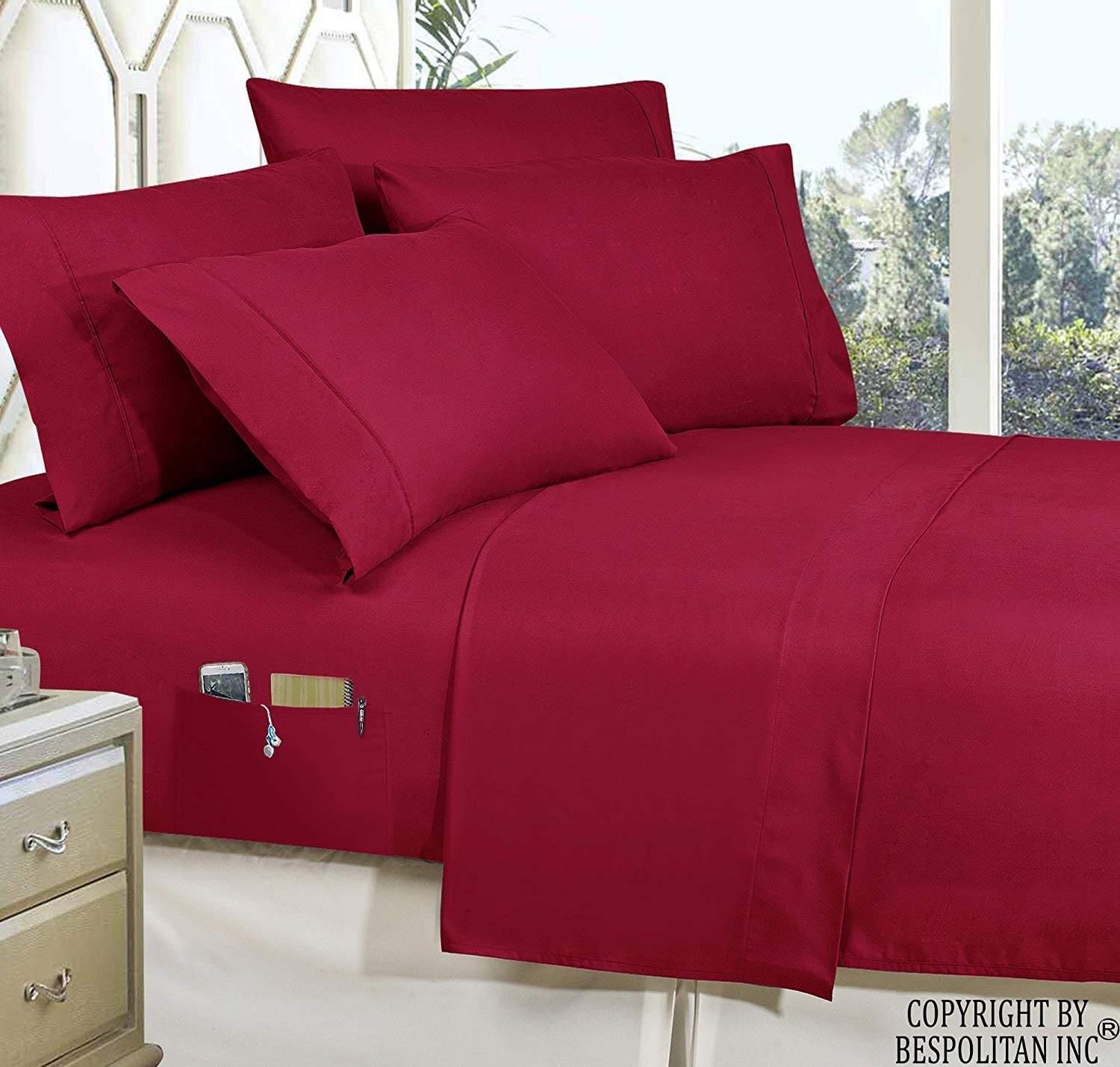 Bed-in-a-Bag Comforter 8 pcs Complete Set Silky Soft Double Sided Pockets