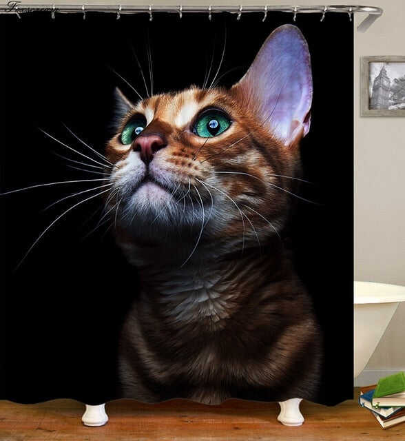 Cat Bath Shower Curtain Funny Star Space Waterproof Cat shower curtains bathroom curtain Fabric Bathroom Curtains For Bathroom