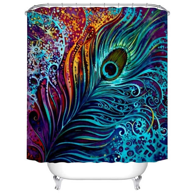 Urijk 1PC Flower Waterproof Shower Curtains for Bath Fabric Liner Solid Bathroom Curtains Shower Curtains With 12 Hooks