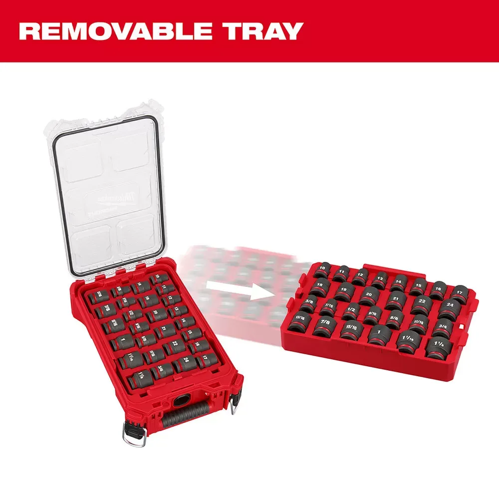 Milwaukee Pre-Sale 49-66-6804 SHOCKWAVE 1/2” Impact Duty Socket MM PACKOUT Set - 27 PC