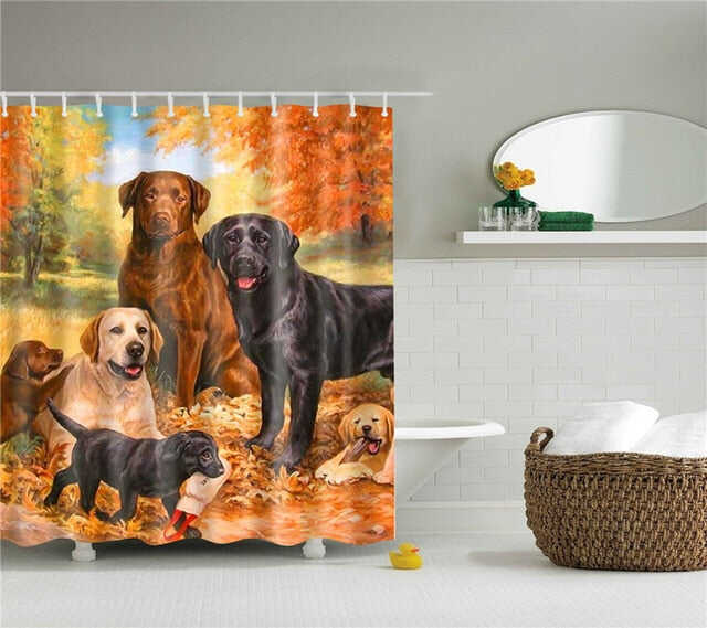 Animals printed lion, tiger, cat 3d bath curtains waterproof polyester fabric washable bathroom shower curtain screen with hooks