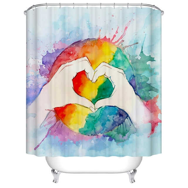 Urijk 1PC Flower Waterproof Shower Curtains for Bath Fabric Liner Solid Bathroom Curtains Shower Curtains With 12 Hooks