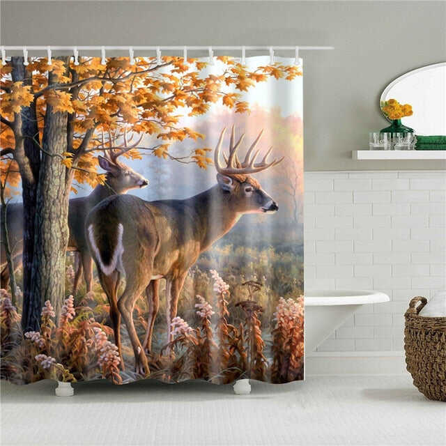 Animals printed lion, tiger, cat 3d bath curtains waterproof polyester fabric washable bathroom shower curtain screen with hooks