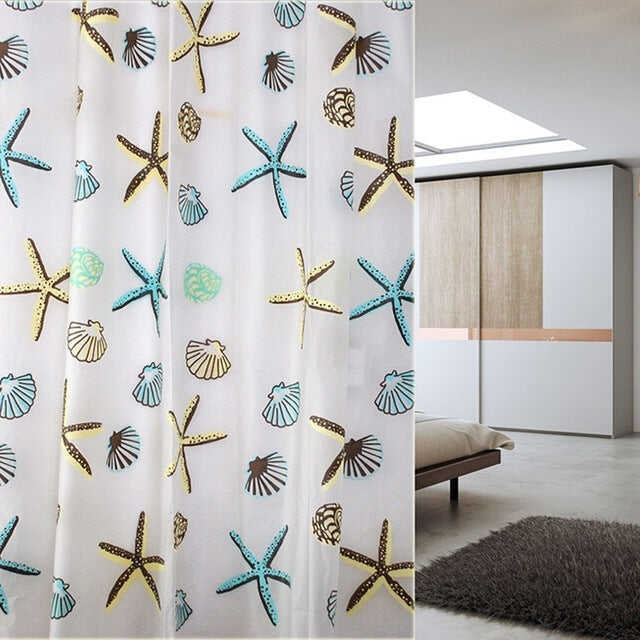 Urijk 1PC Flower Waterproof Shower Curtains for Bath Fabric Liner Solid Bathroom Curtains Shower Curtains With 12 Hooks