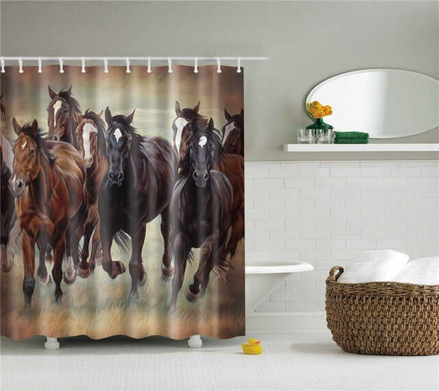Animals printed lion, tiger, cat 3d bath curtains waterproof polyester fabric washable bathroom shower curtain screen with hooks