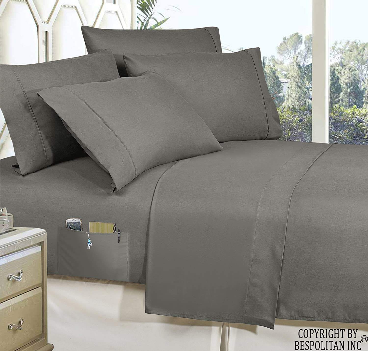 Bed-in-a-Bag Comforter 8 pcs Complete Set Silky Soft Double Sided Pockets