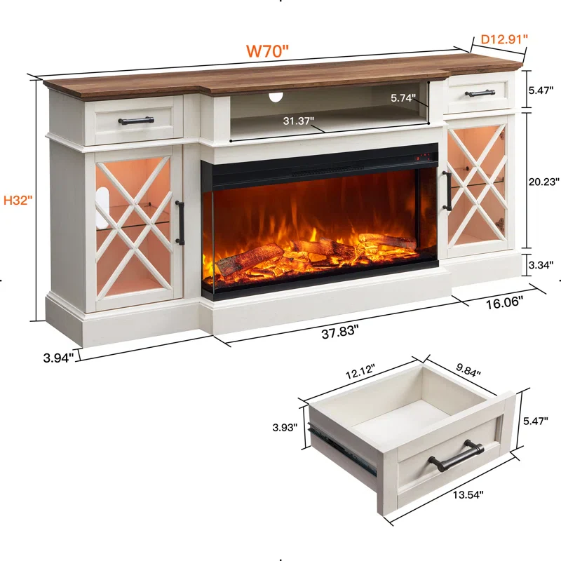 Gaobo Farmhouse Fireplace TV Stand