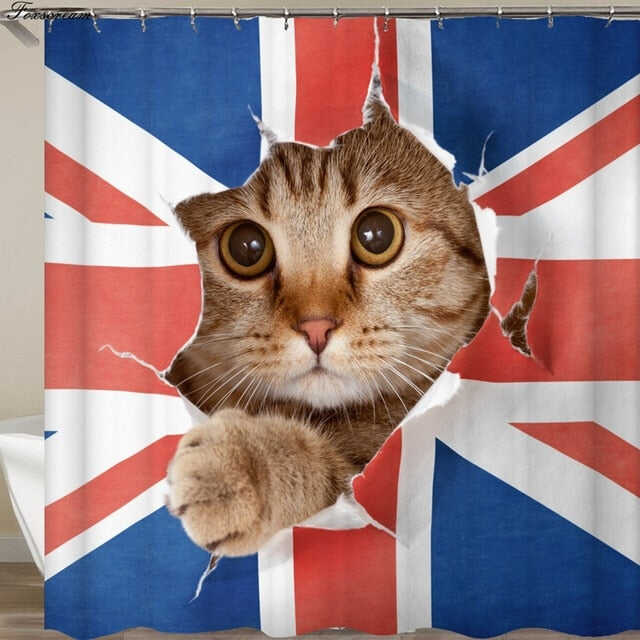 Cat Bath Shower Curtain Funny Star Space Waterproof Cat shower curtains bathroom curtain Fabric Bathroom Curtains For Bathroom