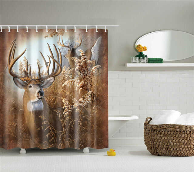 Animals printed lion, tiger, cat 3d bath curtains waterproof polyester fabric washable bathroom shower curtain screen with hooks