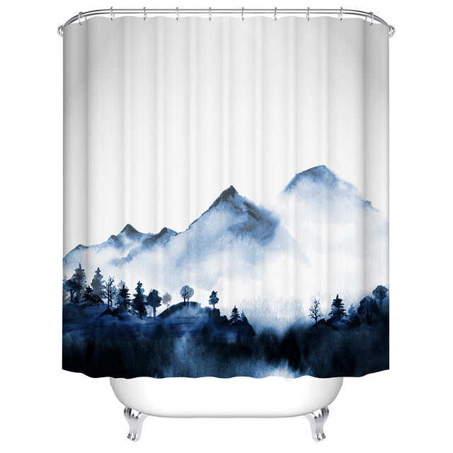 Urijk 1PC Flower Waterproof Shower Curtains for Bath Fabric Liner Solid Bathroom Curtains Shower Curtains With 12 Hooks