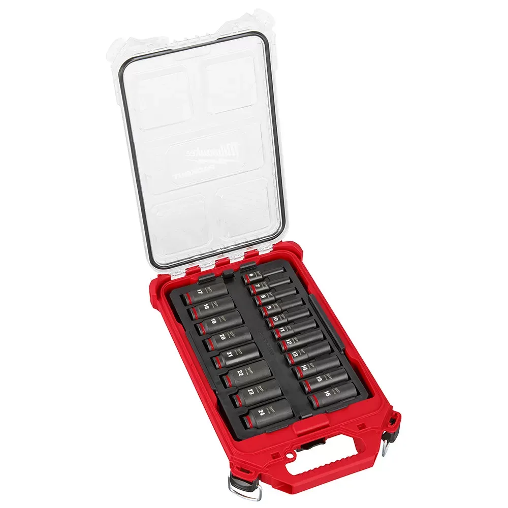 Milwaukee 49-66-6801 SHOCKWAVE 3/8” Impact Duty Socket MM PACKOUT Set - 19 PC