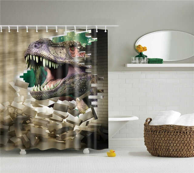 Animals printed lion, tiger, cat 3d bath curtains waterproof polyester fabric washable bathroom shower curtain screen with hooks