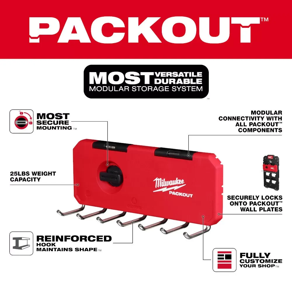 Milwaukee 48-22-8329 PACKOUT 7 Hook Wall Mounted Rack