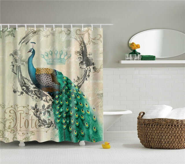 Animals printed lion, tiger, cat 3d bath curtains waterproof polyester fabric washable bathroom shower curtain screen with hooks