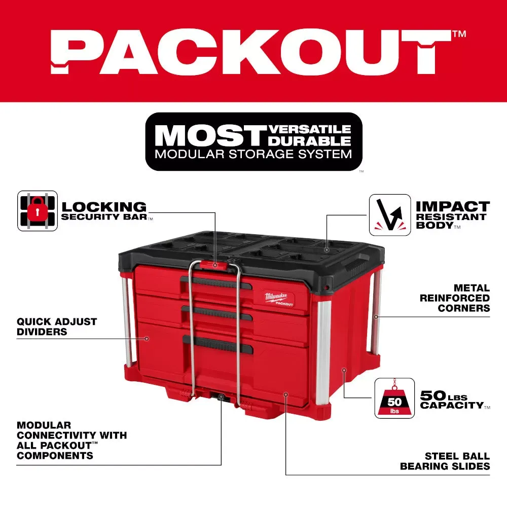 Milwaukee Pre-Sale Pre-Sale 48-22-8447 PACKOUT Multi-Depth 3-Drawer Tool Box