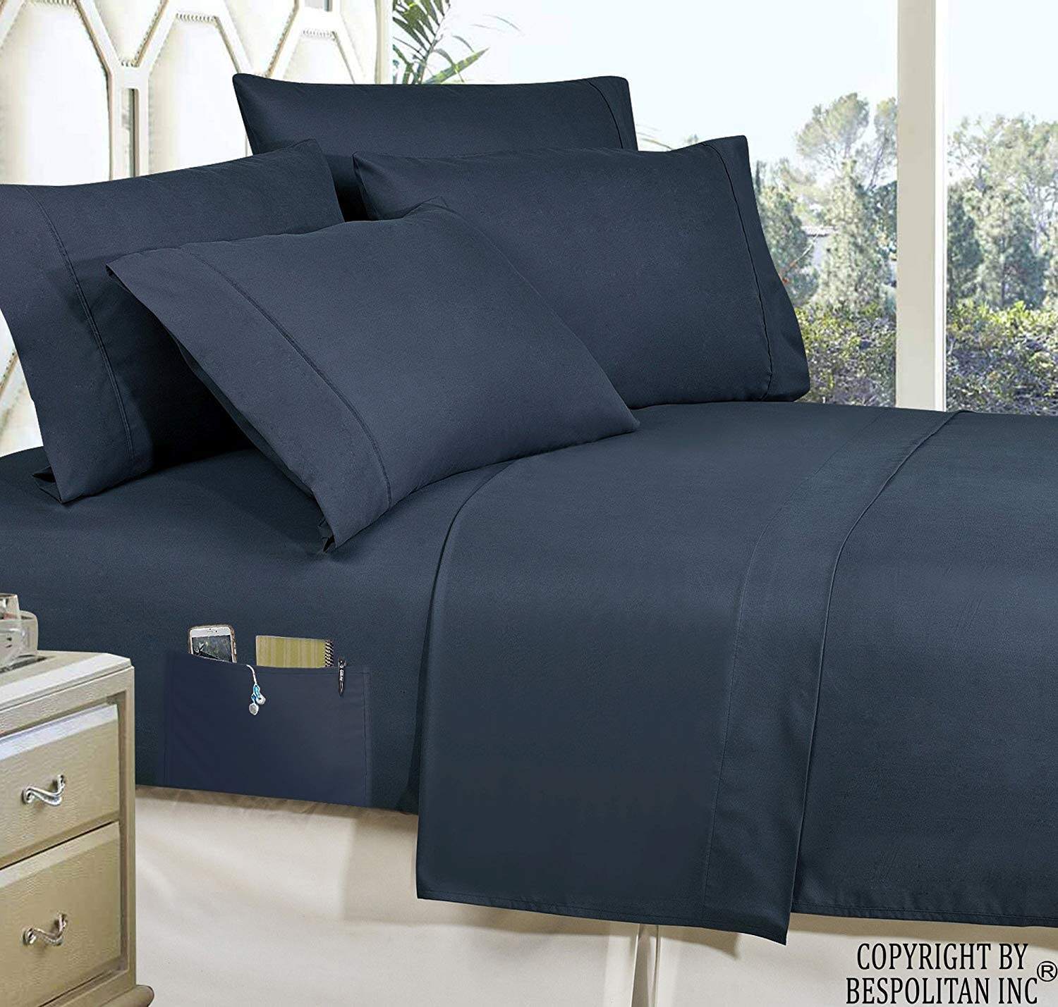 Bed-in-a-Bag Comforter 8 pcs Complete Set Silky Soft Double Sided Pockets