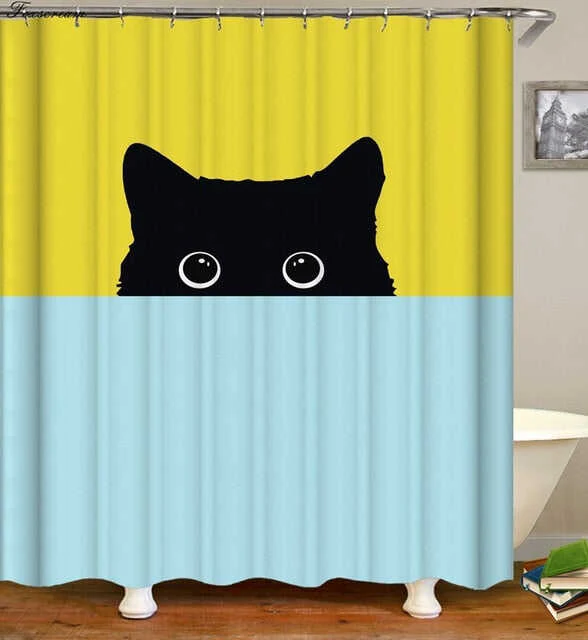 Cat Bath Shower Curtain Funny Star Space Waterproof Cat shower curtains bathroom curtain Fabric Bathroom Curtains For Bathroom
