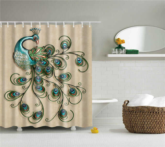 Animals printed lion, tiger, cat 3d bath curtains waterproof polyester fabric washable bathroom shower curtain screen with hooks
