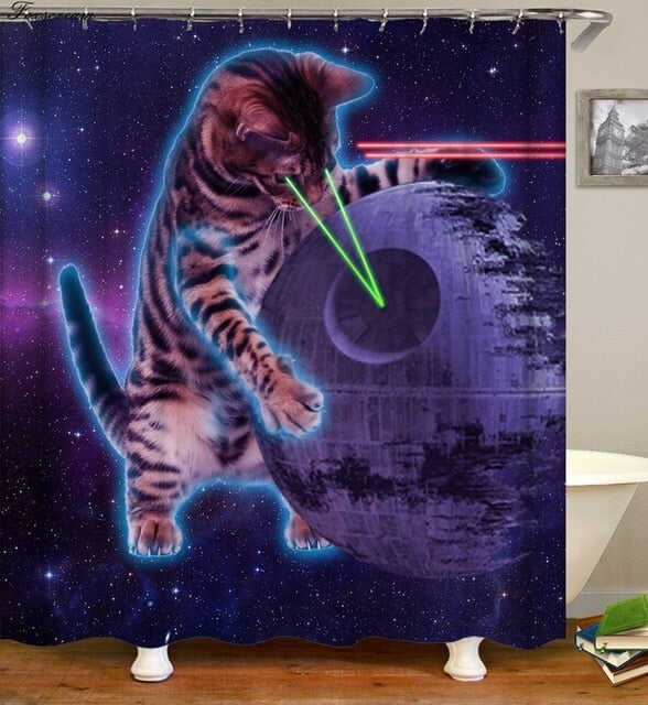 Cat Bath Shower Curtain Funny Star Space Waterproof Cat shower curtains bathroom curtain Fabric Bathroom Curtains For Bathroom