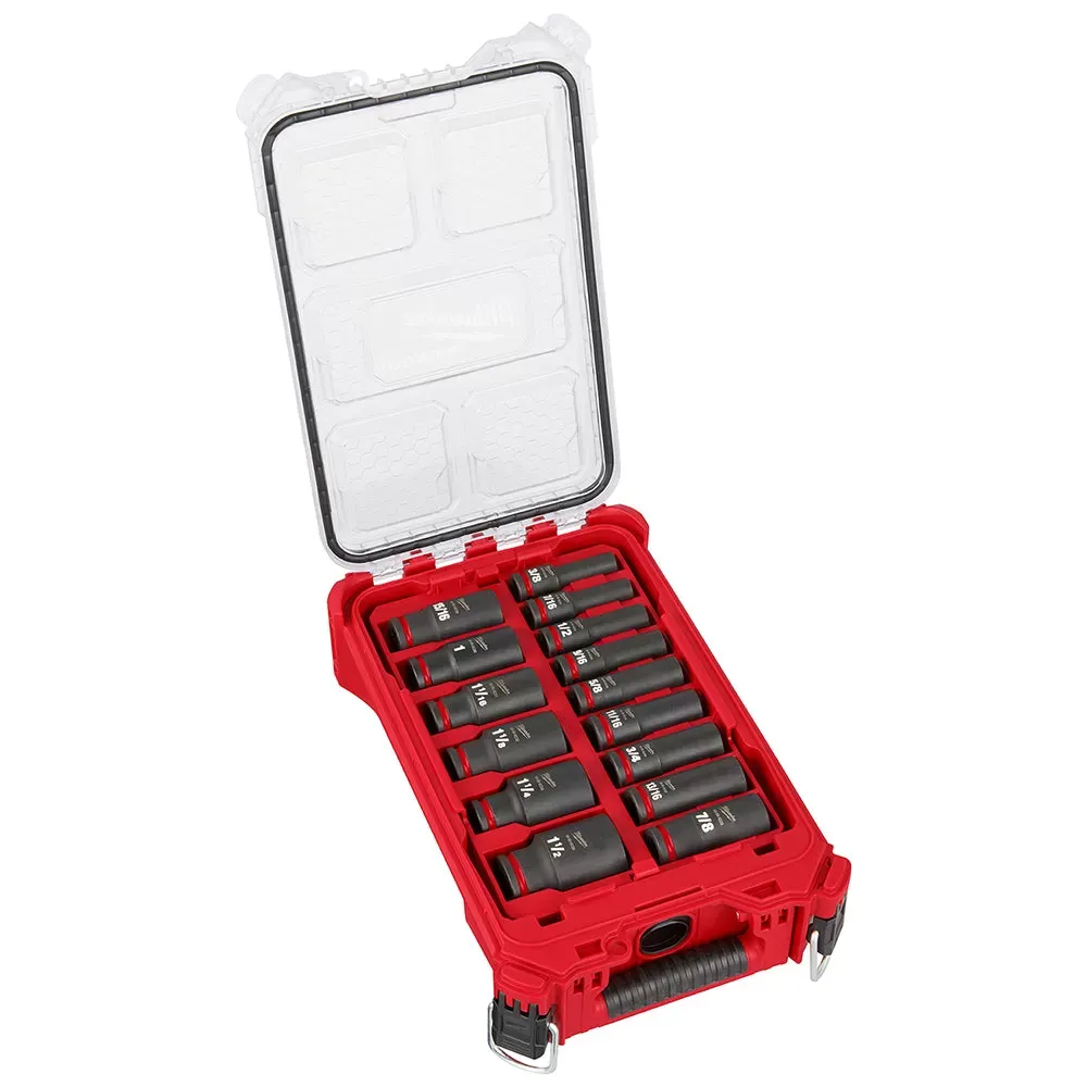 Milwaukee 49-66-6802 SHOCKWAVE 1/2” Impact Duty Socket SAE PACKOUT Set - 15 PC