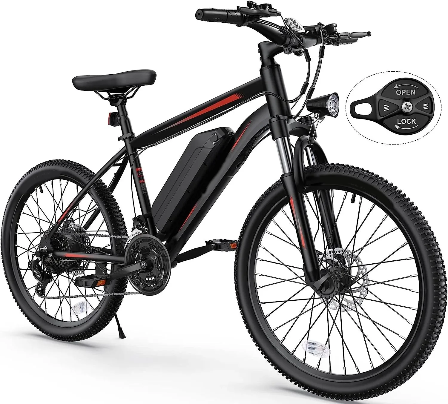 Electric Bike, Electric Bike for Adults 26'' Ebike with 350W Motor, 19.8MPH Electric Mountain Bike with Lockable Suspension Fork, Removable 36V/10.4Ah Battery, Professional 21 Speed Gears
