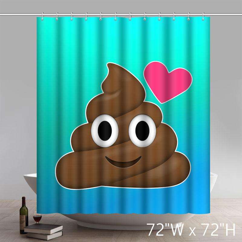 Custom Funny Poop Emoji Print Waterproof Bathroom Shower Curtains