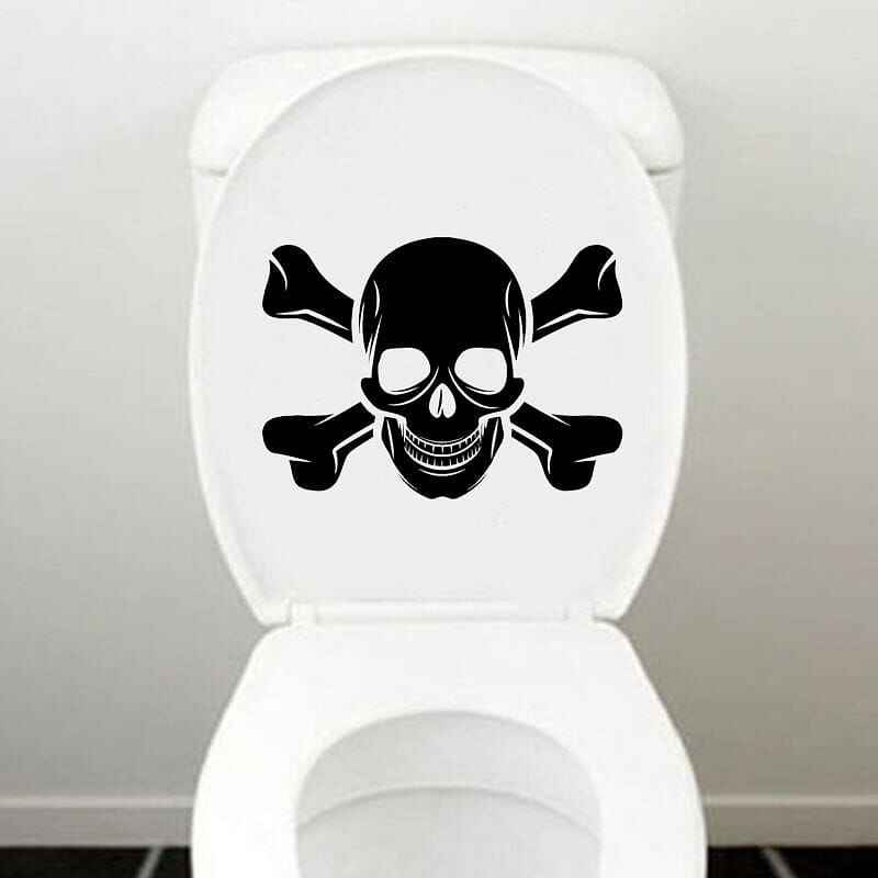 Skull Cross Bones Bathroom Toilet Stickers