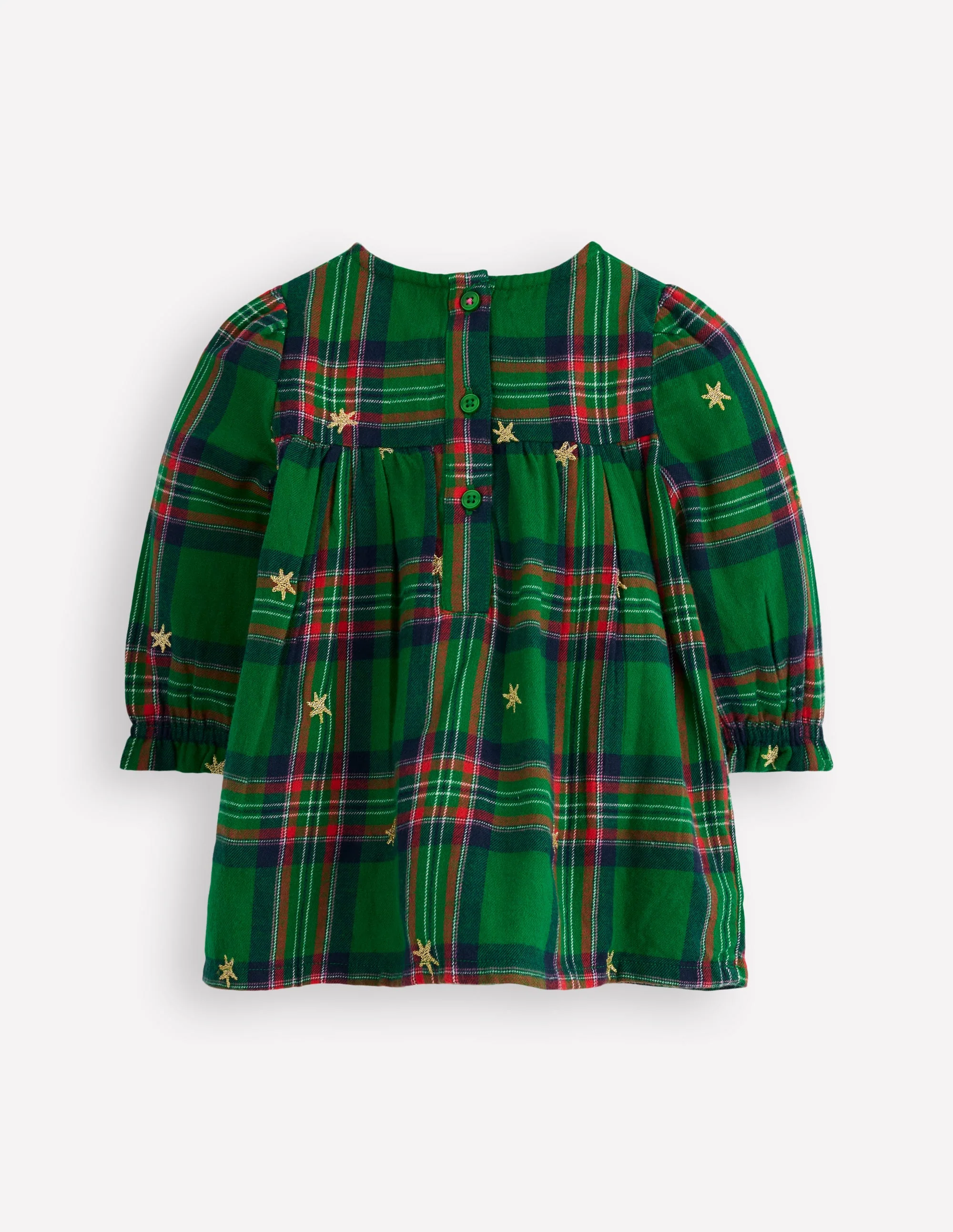 Smocked Occasion Dress-Green Check