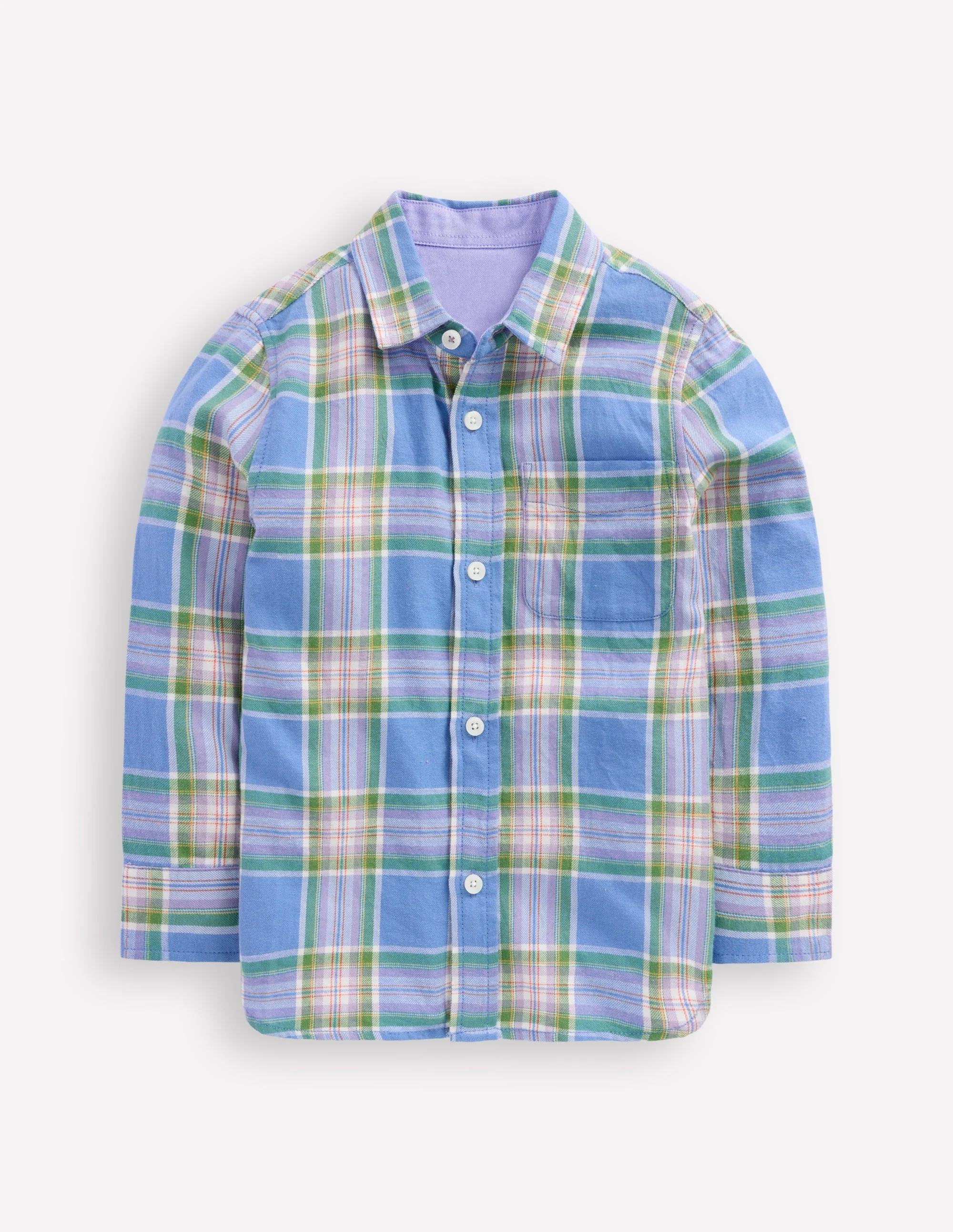 Cosy Cotton Check Shirt-Blue and Purple Check