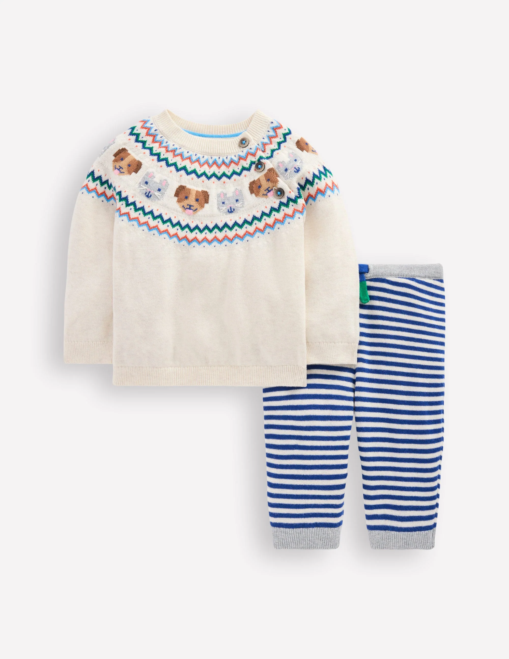 Knitted Play Set-Ecru Marl Pets