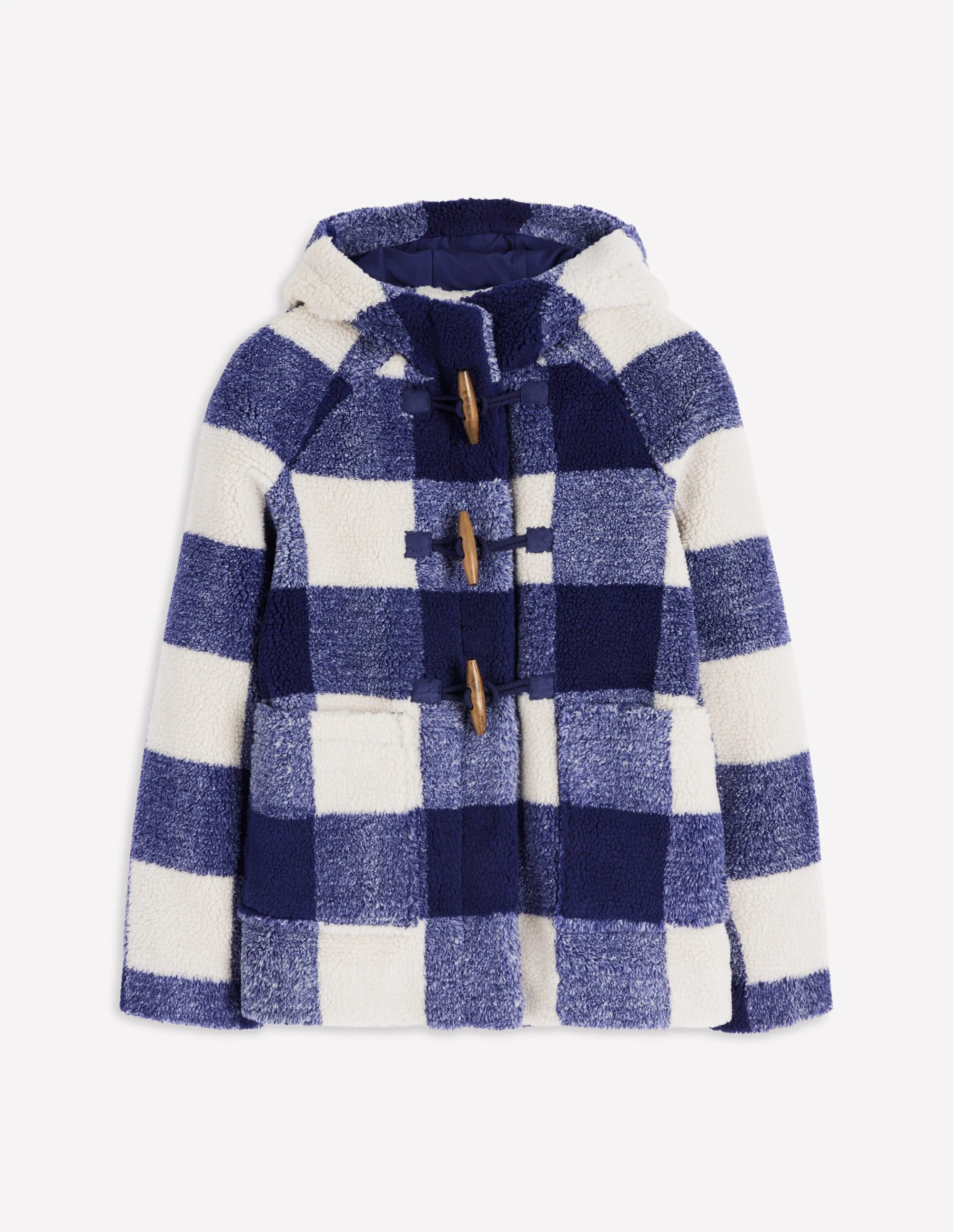 Borg Duffle Coat-College Navy Gingham