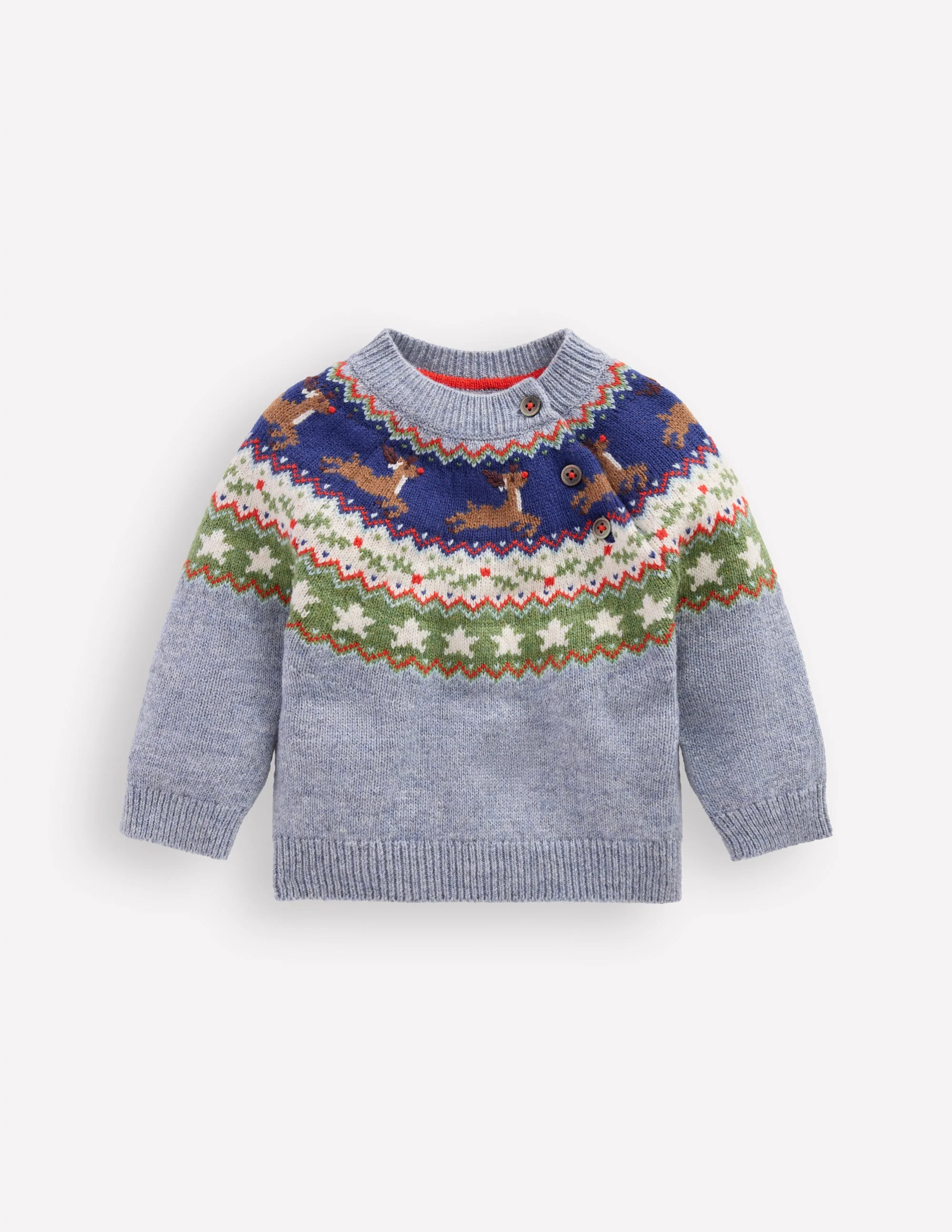 Fair isle Sweater-Blue Festive Reindeer