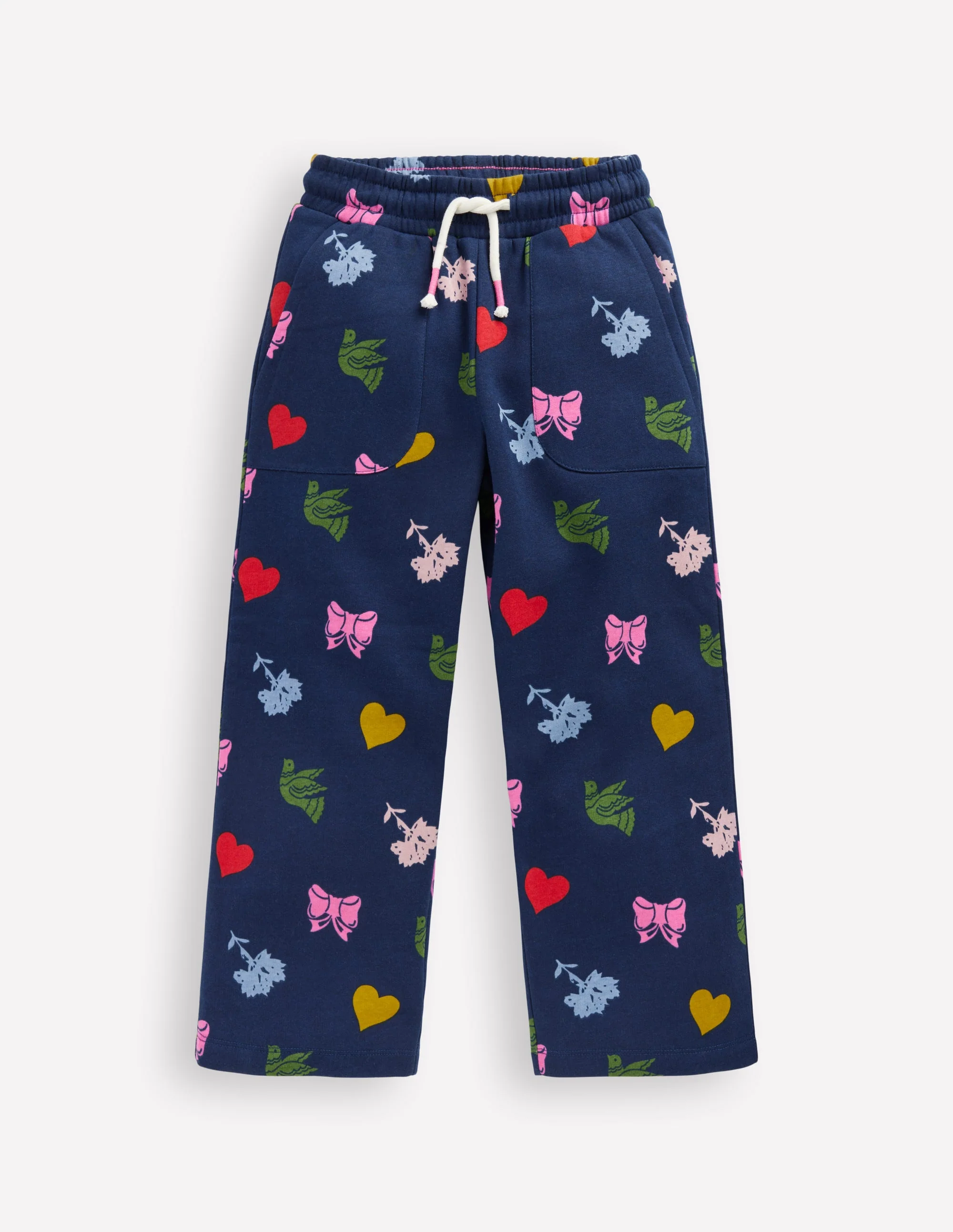 Wide Leg Printed Sweatpants-College Navy Festive Fun