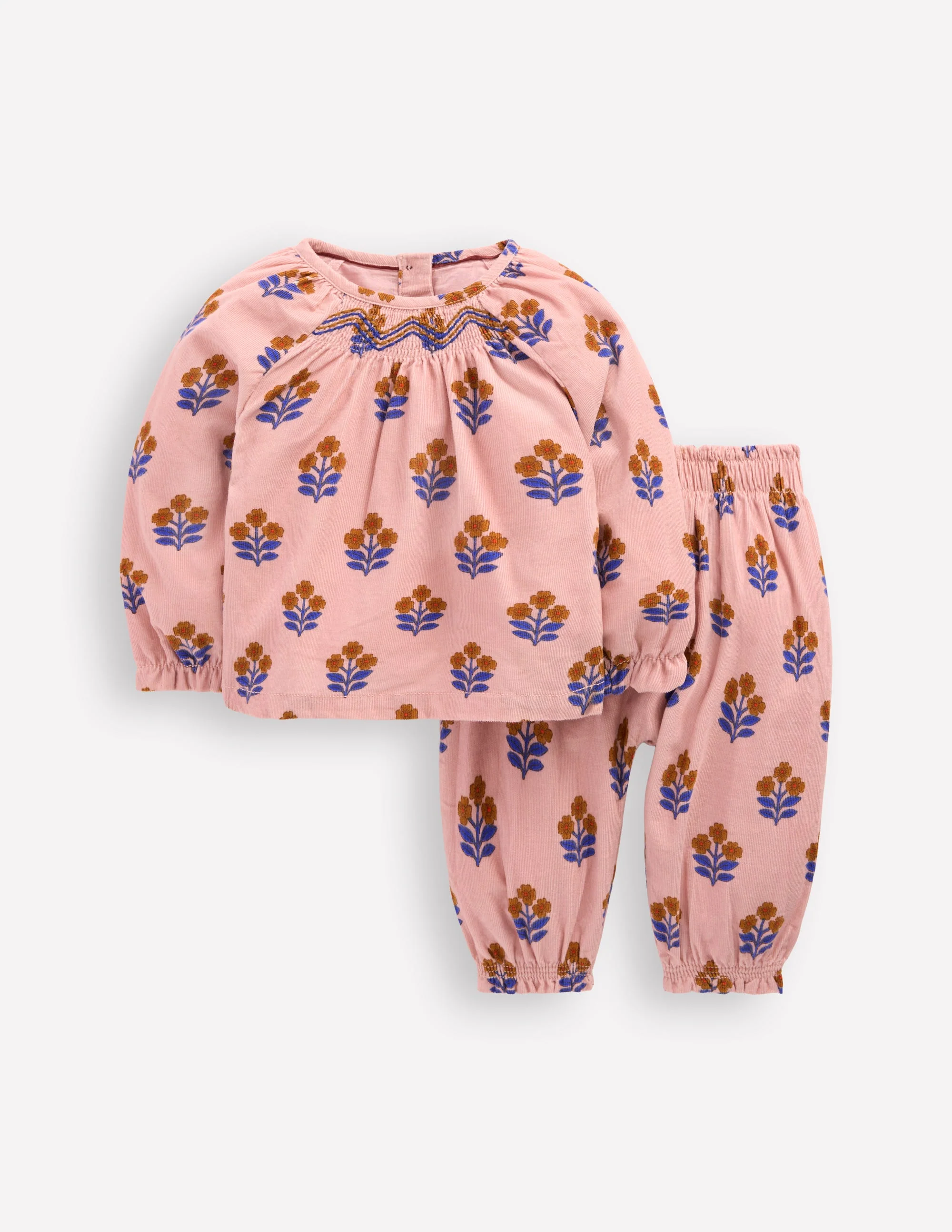 Woven Co-ord Play set-Pink Vintage Woodblock