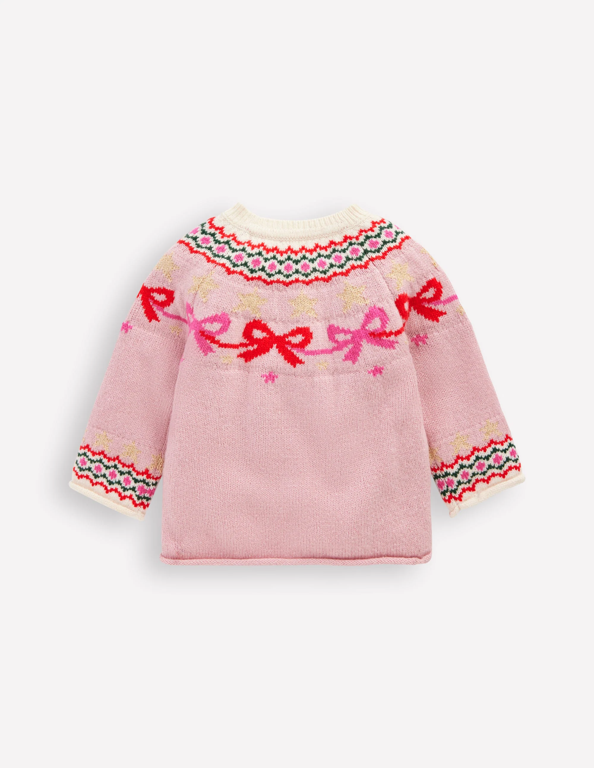 Edie Fair Isle Cardigan-Vintage Pink Bows