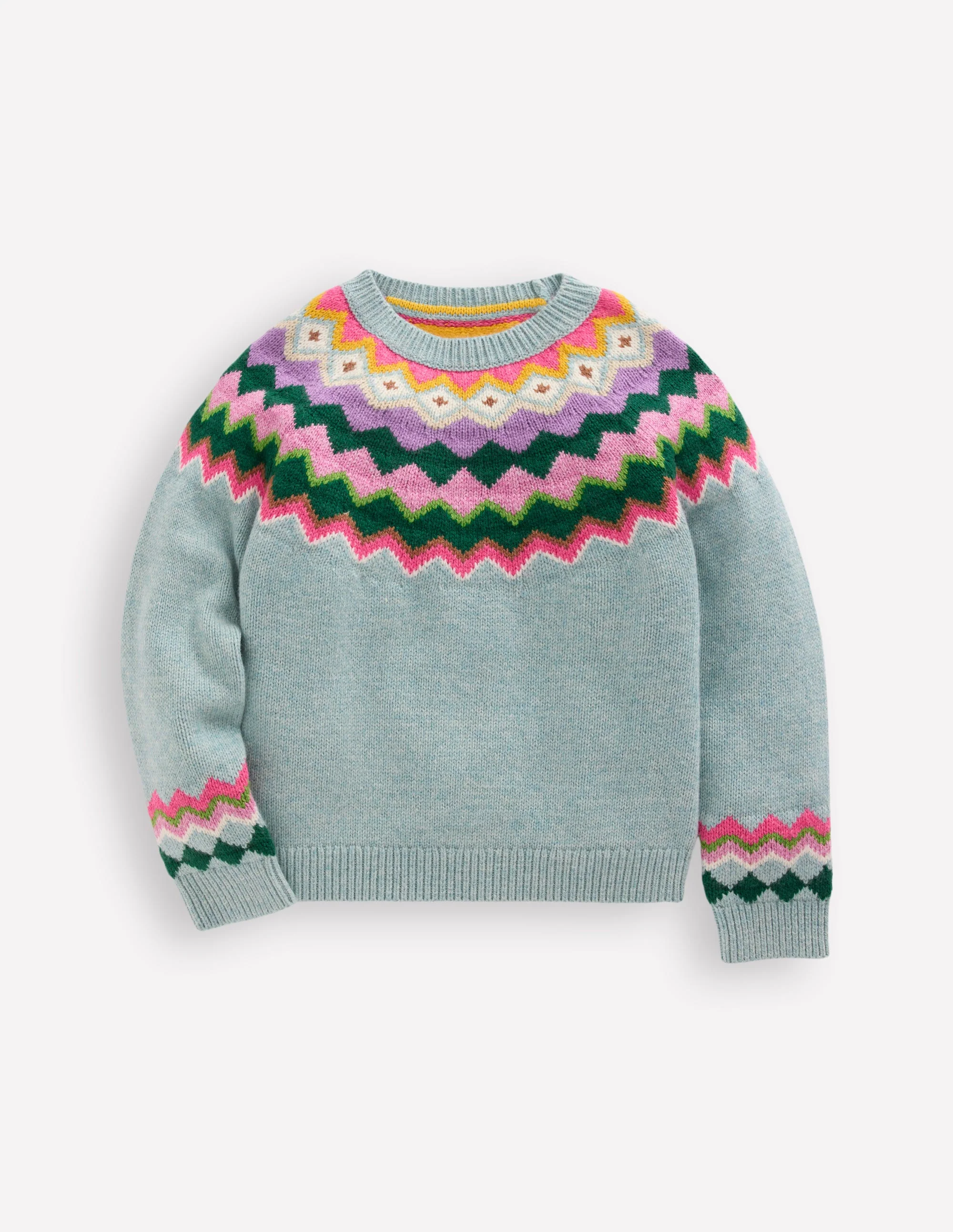Eleanor Fair Isle Sweater-Sea Mist Blue Fair Isle