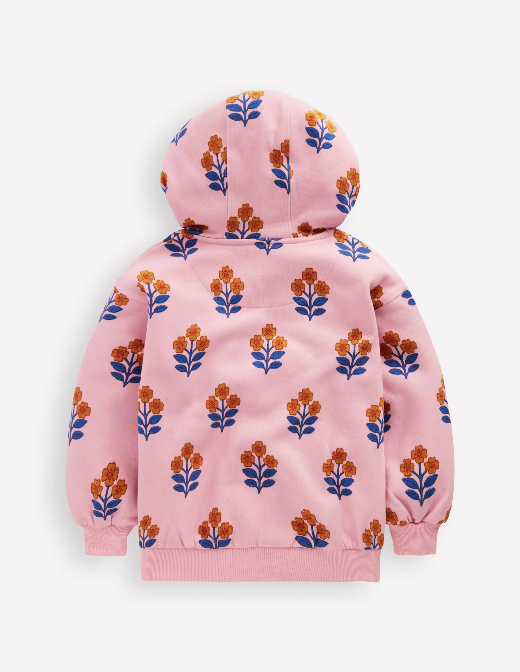 Printed Hoody-Formica Pink Woodblock Flower