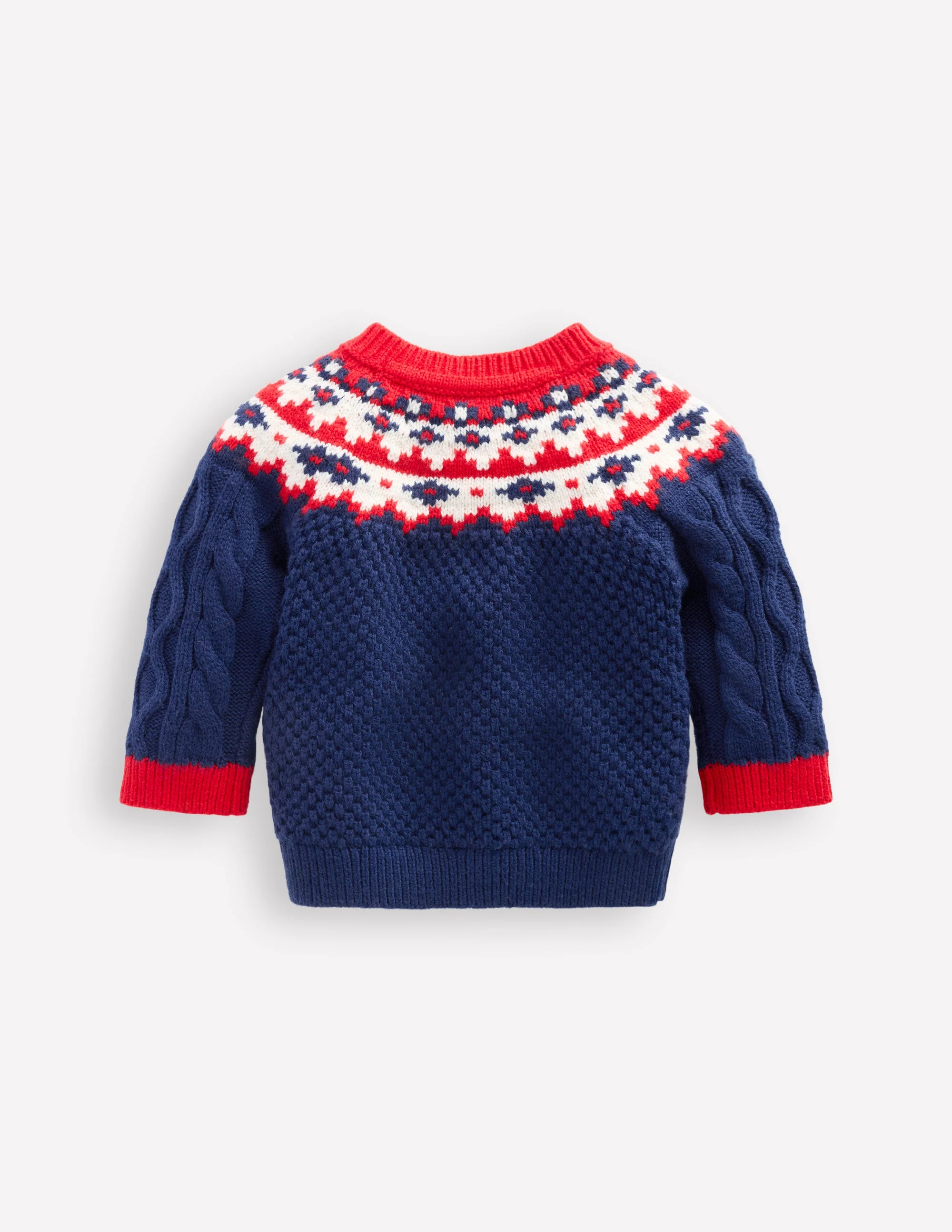 Fair Isle Cable Sweater-College Navy Fair Isle