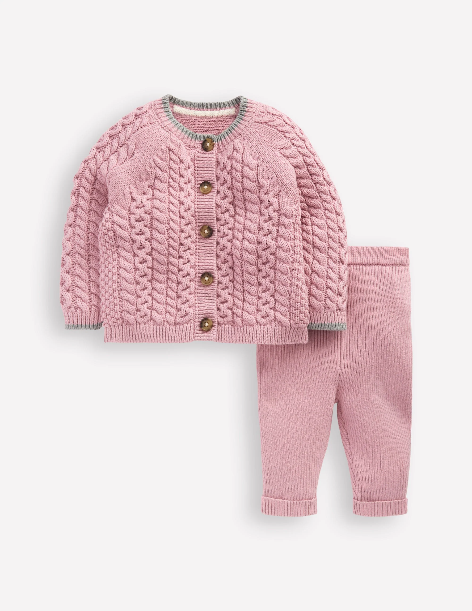 Cable Knitted Play Set-Vintage Pink