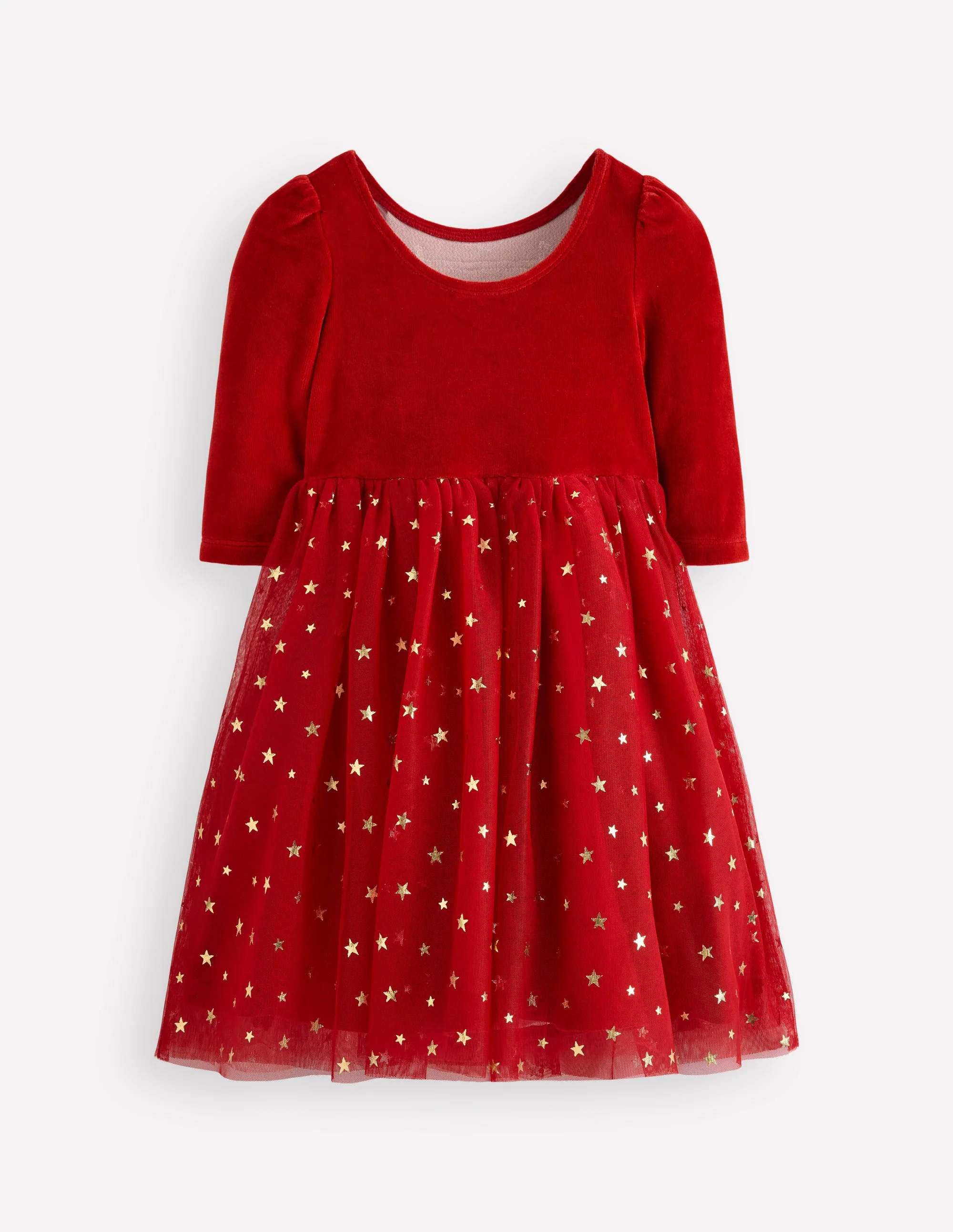 Velour Tulle Appliqué Dress-Carmine Red Nutcracker