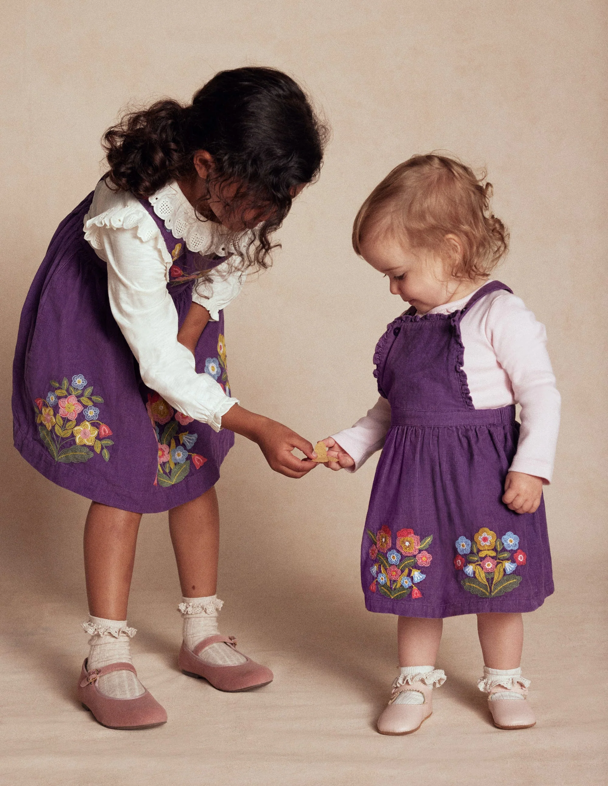 Embroidered Woven Pinnie Set-Mystic Purple